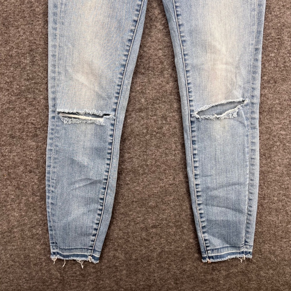 Madewell High Riser Skinny Jeans Light Wash Distressed Ripped Knee 27 Cropped - Picture 12 of 13